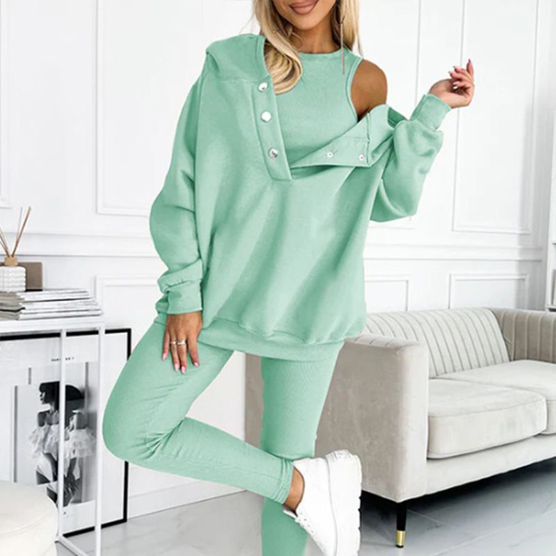 Elena – Set Comodo 3 Pezzi (Gilet + Felpa con Cappuccio + Pantaloni)
