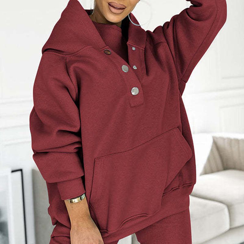 Elena – Set Comodo 3 Pezzi (Gilet + Felpa con Cappuccio + Pantaloni)